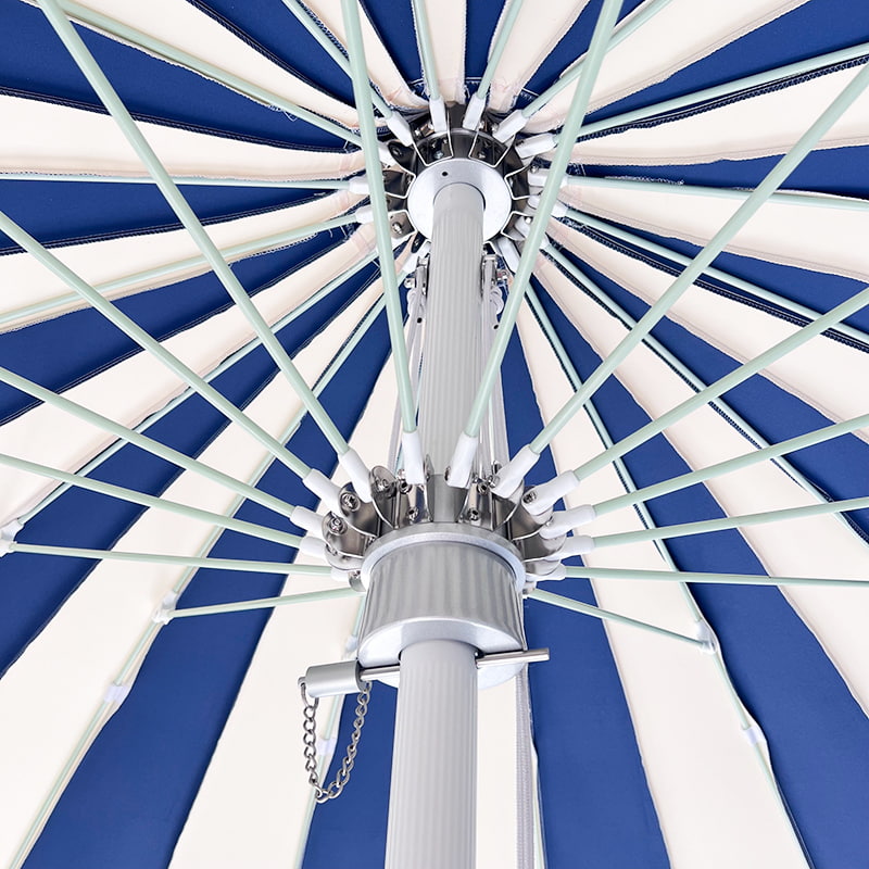 2,5 m langer blau-weißer Patchwork-Pagodenschirm