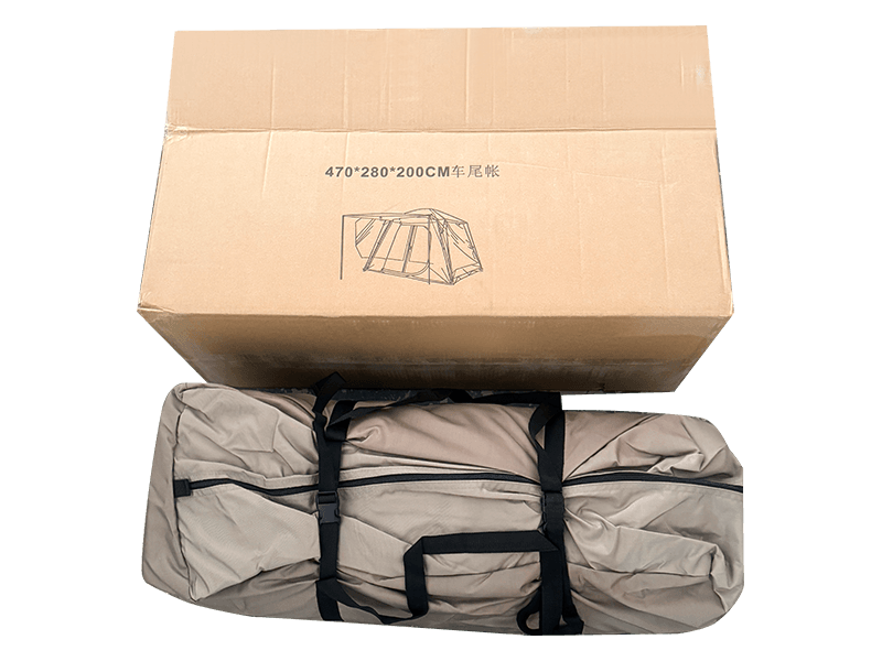 Doppelschichtiges Outdoor-Campingzelt, das an der Rückseite eines Fahrzeugs befestigt werden kann