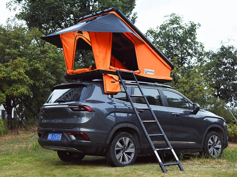 Campingzelt auf dem Dach mit Leiter Campingzelt auf dem Dach mit Leiter