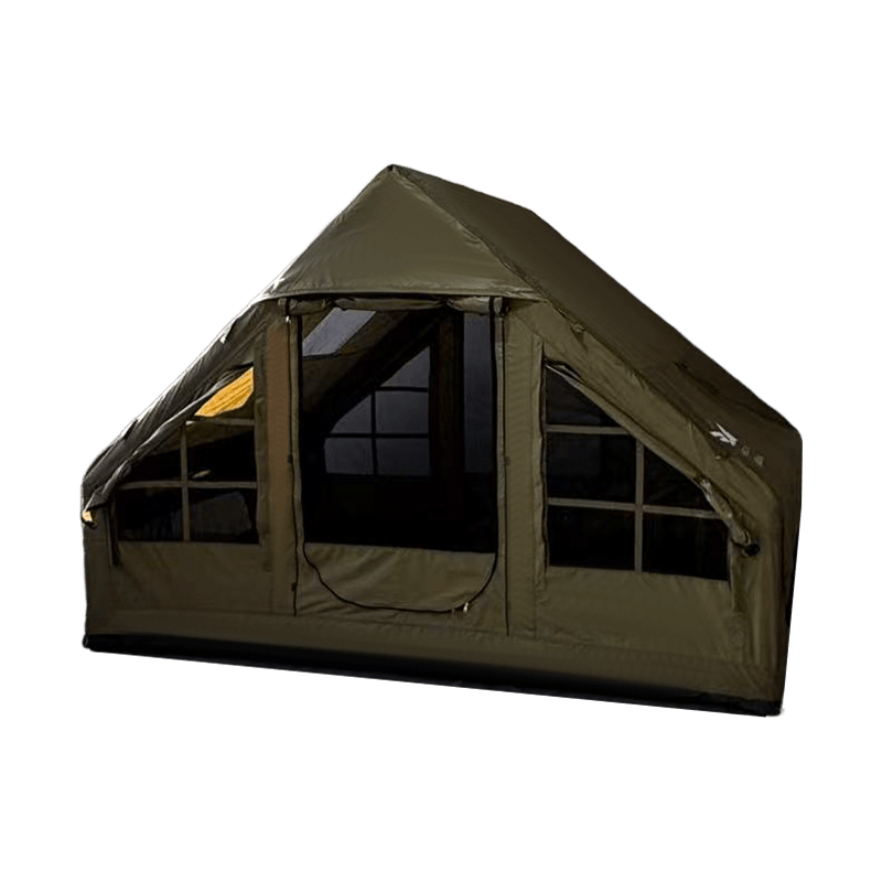 Kleines aufblasbares Campingzelt in Militärgrün